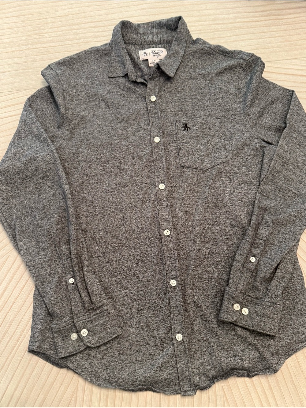 Original Penguin Men's Heather Gray Long Sleeve Button-Down Shirt